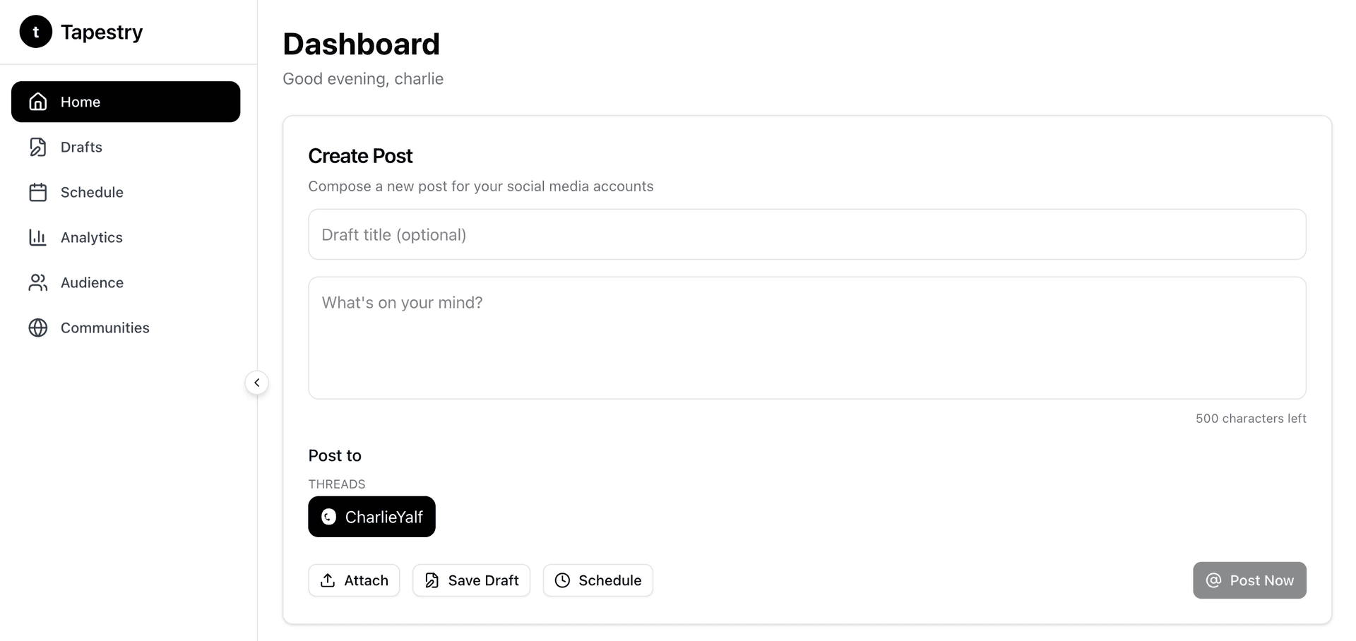 Tapestry Dashboard Preview